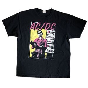 AC/DC Dirty Deeds Done Dirt Cheap Graphic T-Shirt Mens XL Black 2018‎ Fifth Sun